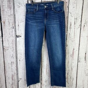 Old Navy Women’s Size 4 Mid-Rise WOW Boyfriend Jeans Raw Hems Dark Wash Pockets